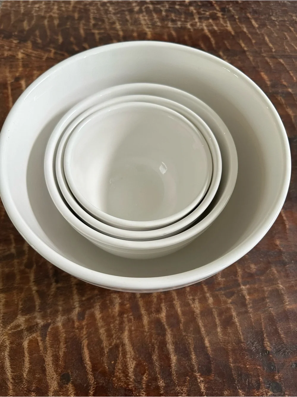 Crate&Barrel White Ceramic Nesting Mixing Bowl Set